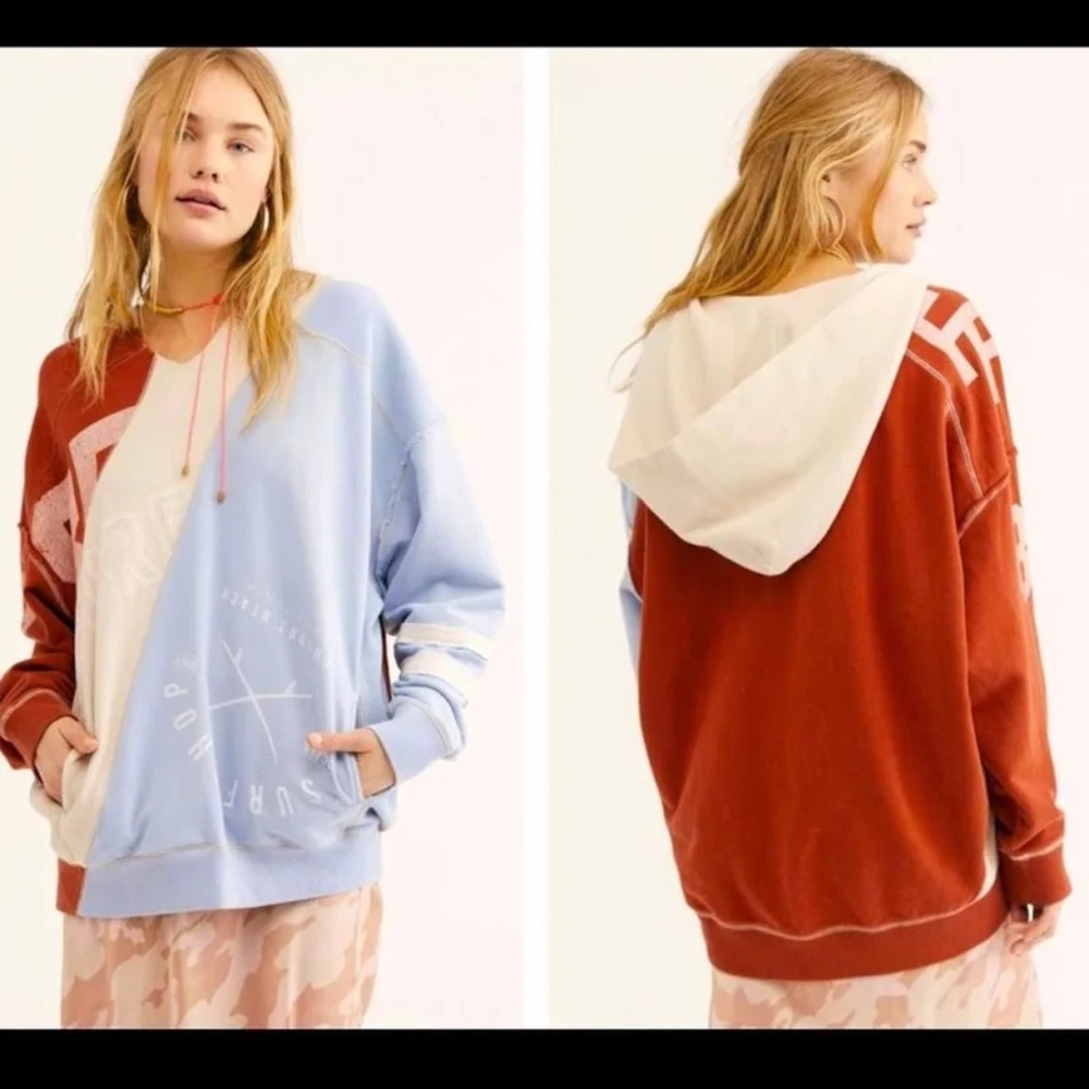 We The Free Beach Break Graphic Colorblock Hoodie- small